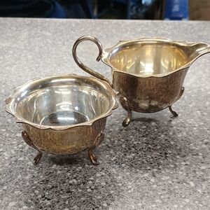 Elegant Silver Creamer and Sugar Bowl Set